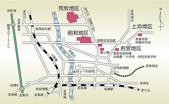 荒牧・昭和キャンパスの地図