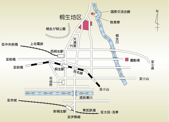桐生キャンパスの地図