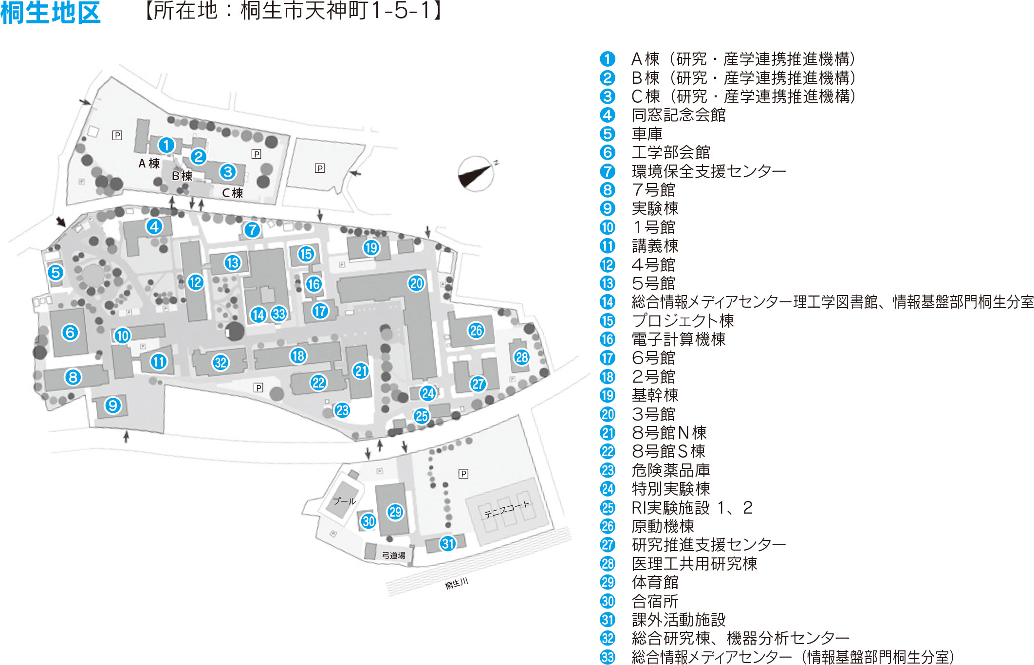 桐生キャンパス構内図